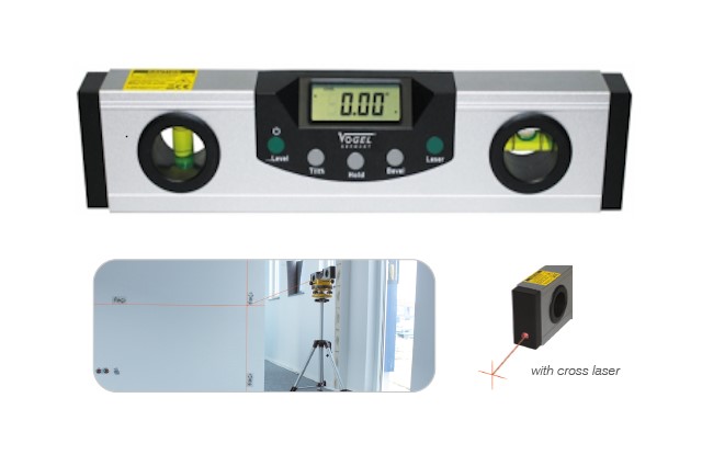 Inclinómetro  digital compacto con láser en cruz marca VOGEL GERMANY con rosca para trípode